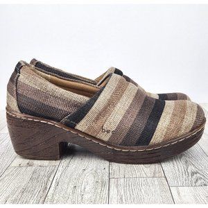 Boc Born Concepts Nadiyya Clog Womens Size 6M Brown/Black/Taupe Stripe/Faux Wood